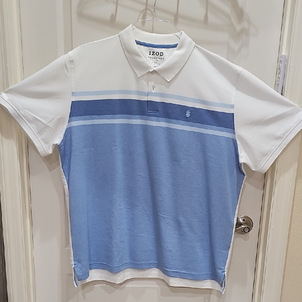 EUC Izod Blue and White Polo Shirt